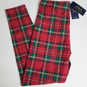 Polo Ralph Lauren Kids XL 16 Red Green Plaid Organic Cotton Pants Leggings NWT